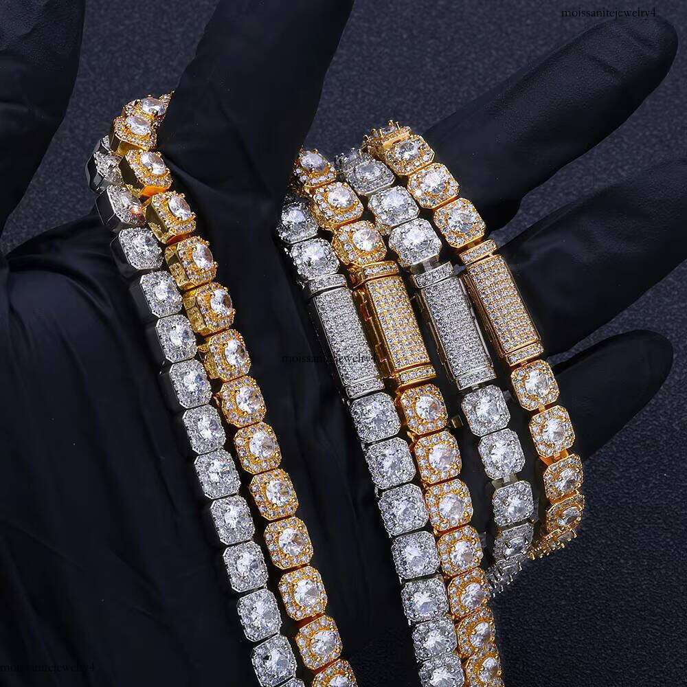 NUOYA 7mm Clustered Tennis Chain VVS Moissanite Sterling Sier Dia Necklace Hip Hop Jewelry Women's Gift