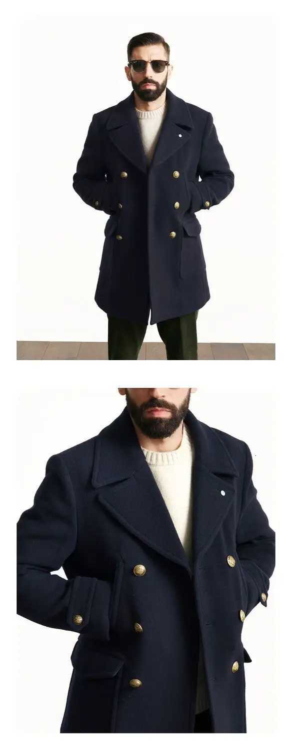 New Mens Clothing British Mens Mid to Long Length Long Sleeved Woolen Coat Jacket XJ250809