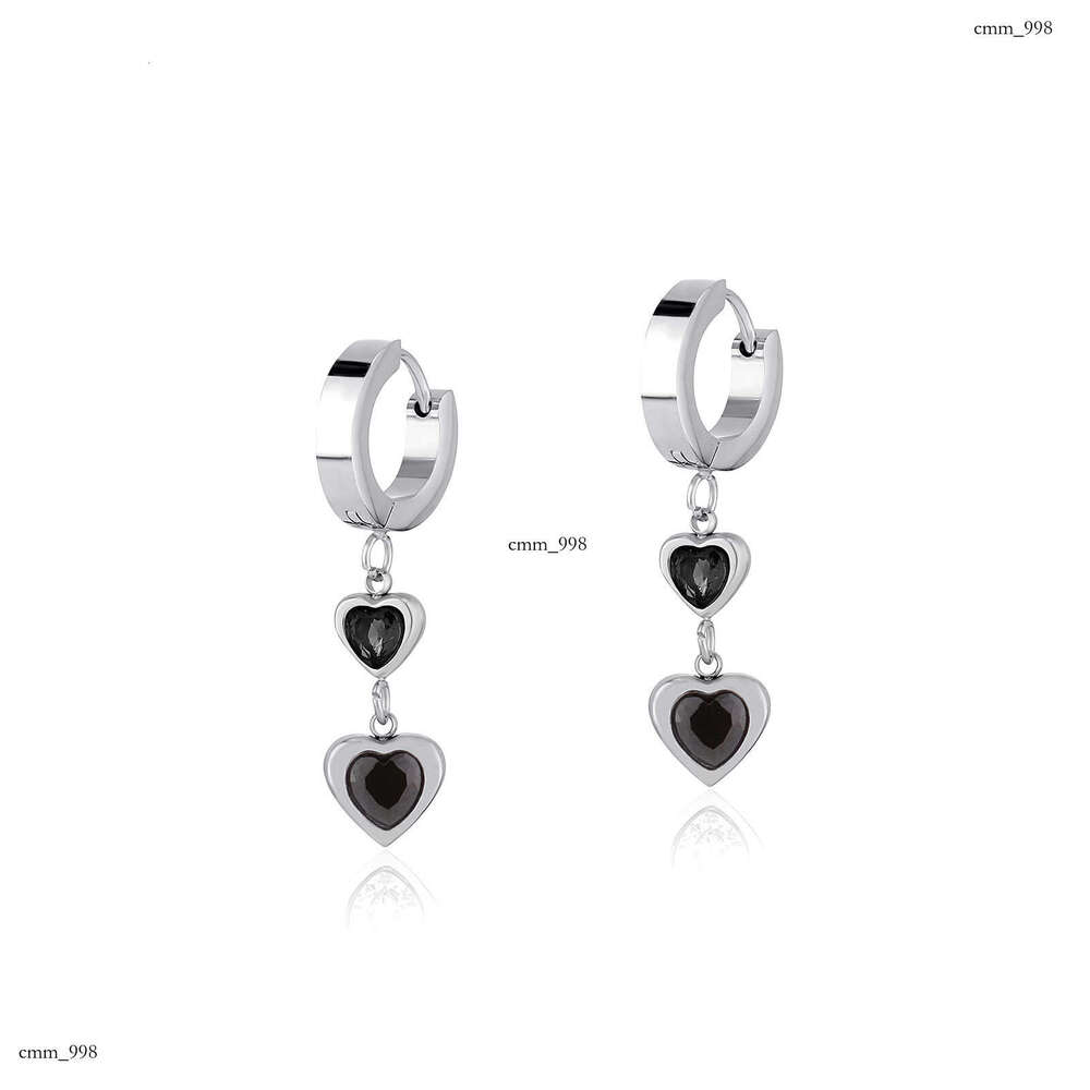 Light Colorful Heart Zircon Elegant Women Sterling Silver Earrings Non-Fading Personality Tassel Ear Clips
