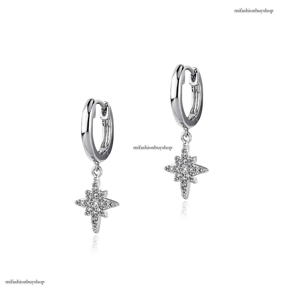 Fashion Hexagram Exquisite Sterling Silver Inlaid Zircon for Women Simple Versatile Drop Earrings Gold Australian Jewelry Ear Accessories