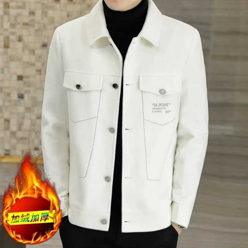 Winter Mens Short Woolen Coat Thick Warm Wool Blends Jacket Fashion Mink Fur Solid Color Casual Business Overcoat Men ClothingXJ250809