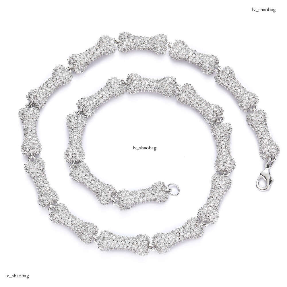 New Bone 10mm Full Moissanite chain Pink Choker Personality Unisex Hip Hop Necklace
