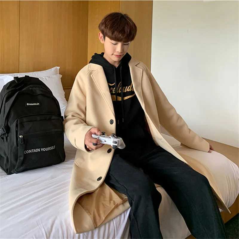 2025 Men Korean Fashion Winter Jacket Coats Wool Coat Mens Oversized Harajuku Overcoat Male Japanese Streetwear Jackets XJ250809