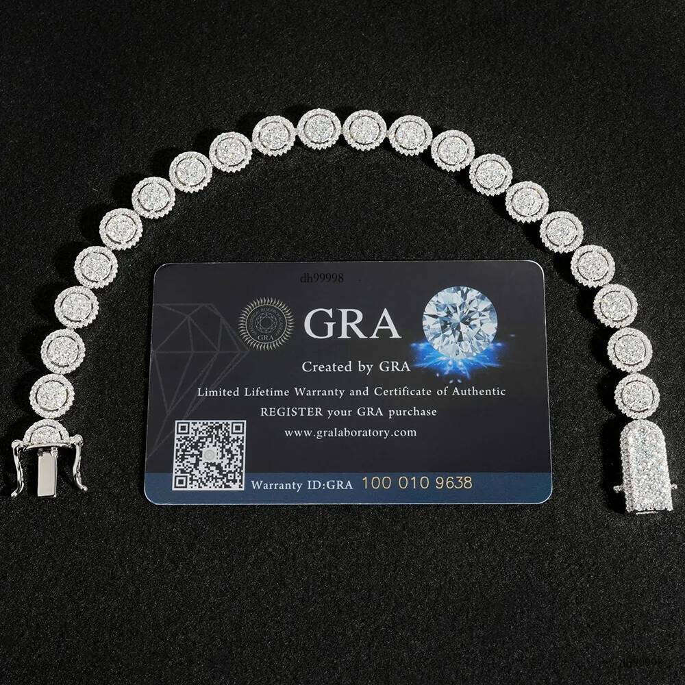 10mm Moissanite Round Cuban Bracelet Necklace S Sier Iced Out For Men Women Hip Hop Jewelry Pass Dias Tester With GRA