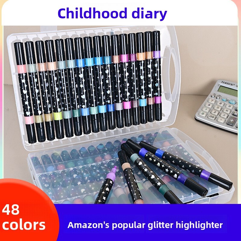 Wholesale Double-Headed Double-Color Children's Drawing Luminous Dwe74 Highlighter Journal Night Light