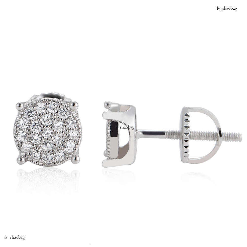 for Men Micro Paved Zircon Round Simple Men's Iced Out VVS Earrings Hip Hop Accessories