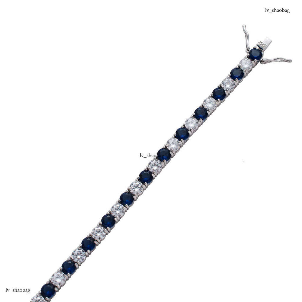 Blue White Zircon Tennis Chain Personality Trendy Brand Men's Hip Hop Bracelet