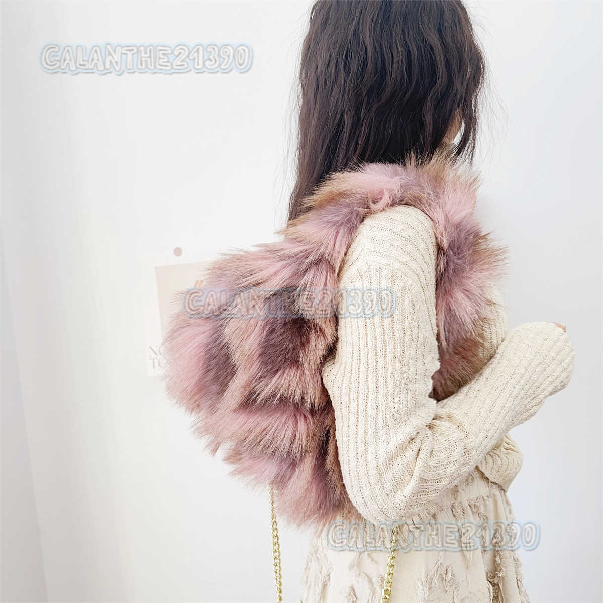 2024 New Autumn and Winter Same Style Imitation Fox Fur Jacquard Texture Handbag Crossbody Bag H250808