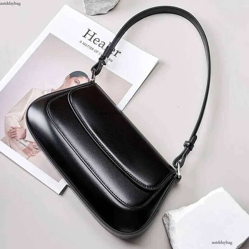 2024 Handbags Genuine Leather Women Saddle Bags High Quality Single Shoulder Female Versatile Crossbody Bag Black