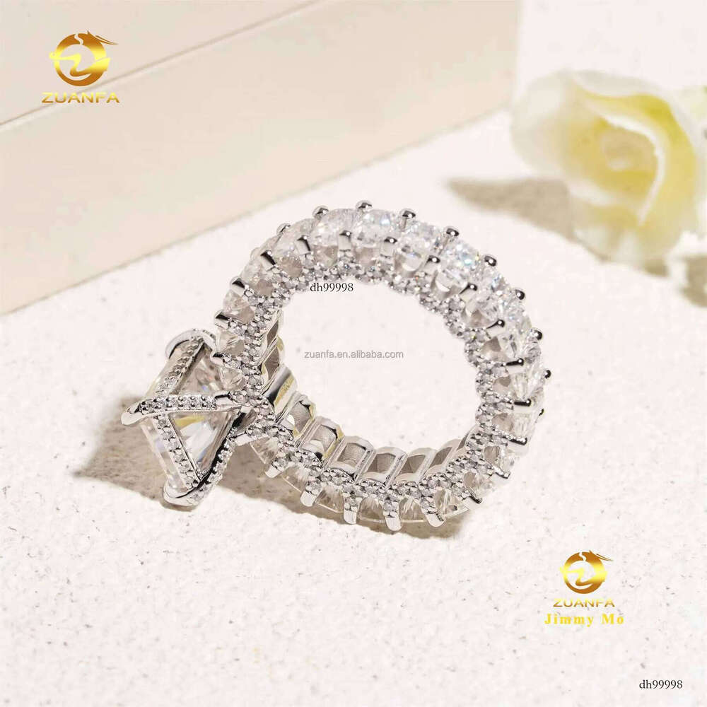 Customized Unique Wedding Bridal Jewelry Solid Sier GRA Certificates White Radiant Moissanite Dia Eternity Band Ring