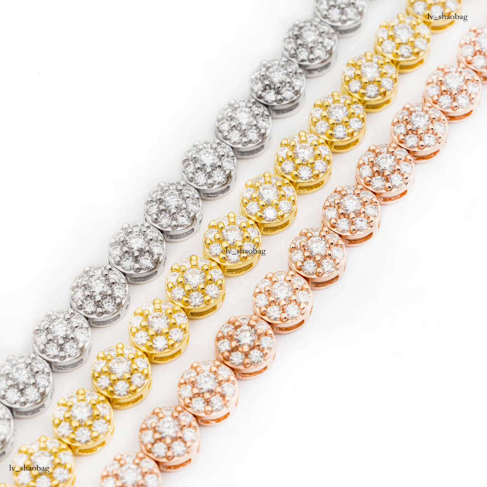 Hip Hop 7.9MM Sier Inlaid D Color Moissanite Unisex Bracelet Jewelry