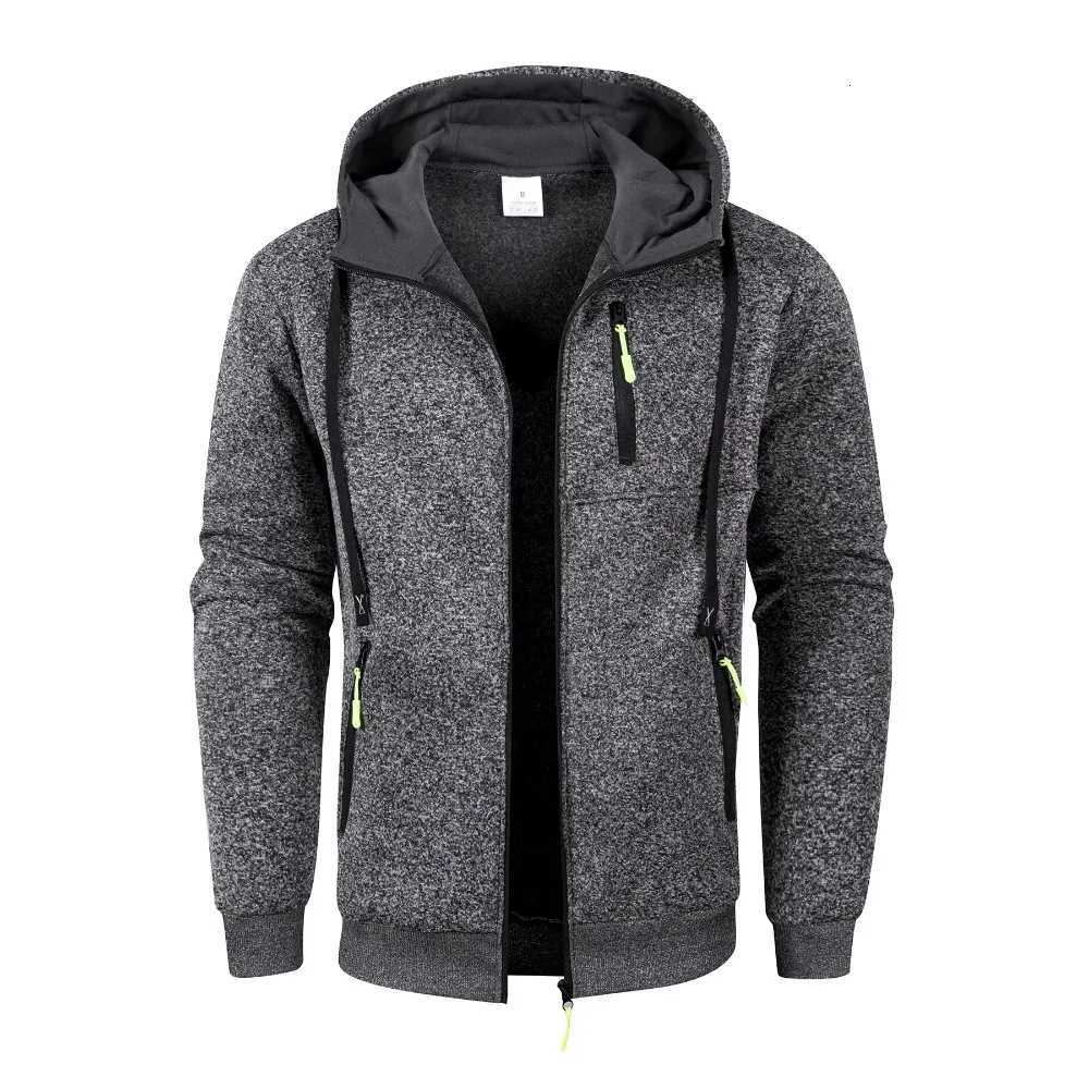 Mens Sports Zipper Jackets Autumn Winter Multiple Pockets Hooded Sweatshirt Windbreaker Casual Long Sleeve Jacket Outerwear Coat W250809