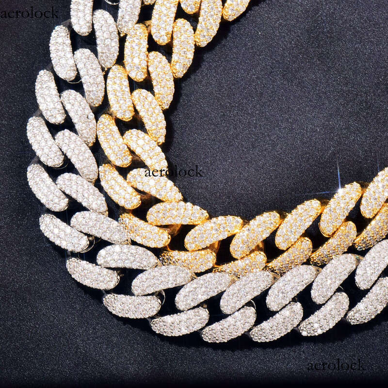 Hip Hop 18MM Cuban Chain Men's Fashion Trend New Spring Clasp Full Dia Gold Necklace
