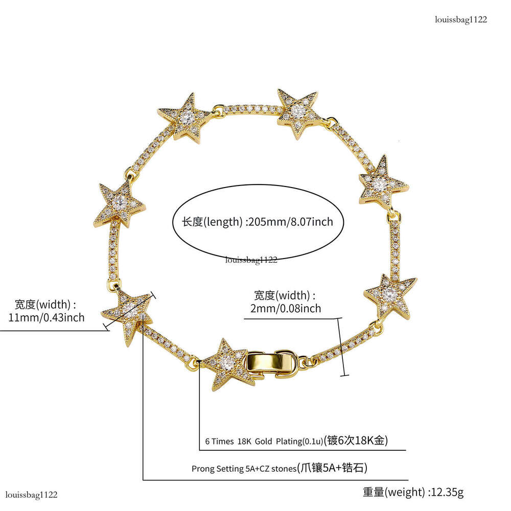 Five-Pointed Star Sterling Silver Zircon Fashionable Personality Versatile Bracelet