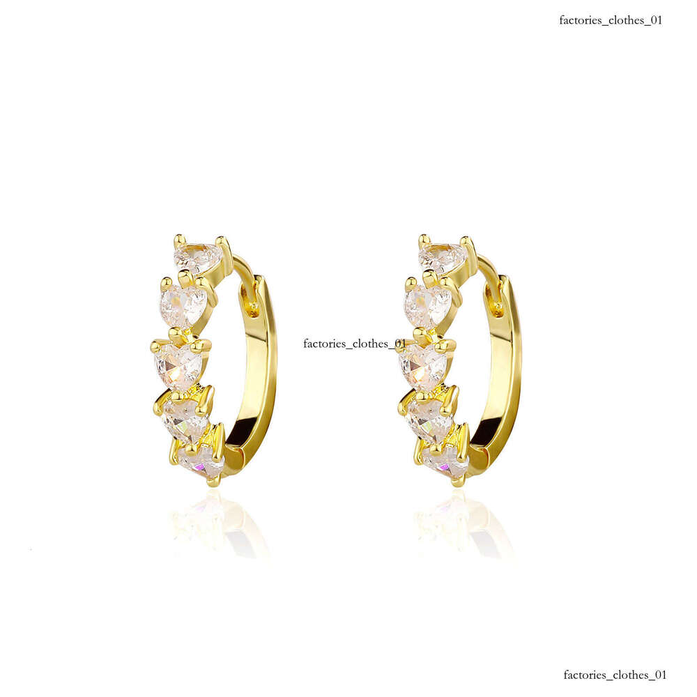 Heart-shaped Hoop Sterling Silver Zircon Bling Unisex Personality Fashion Hip-hop Earrings