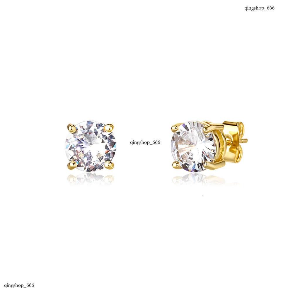 Sterling Silver Zircon Fashionable Elegant Classic Personality Six-Prong for Women 8mm Earrings