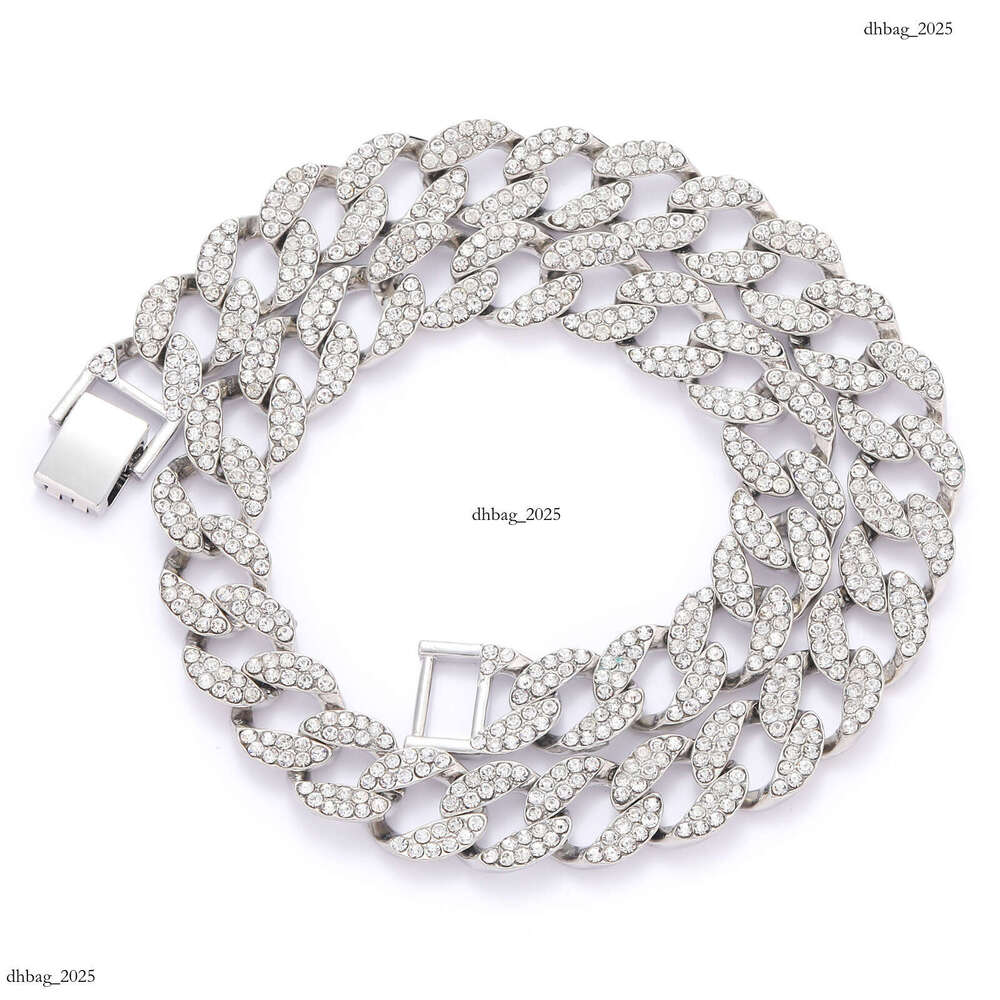 Necklace 15mm Full Dia Cuban Chain Personality Men's Trendy Hip-Hop Accessories