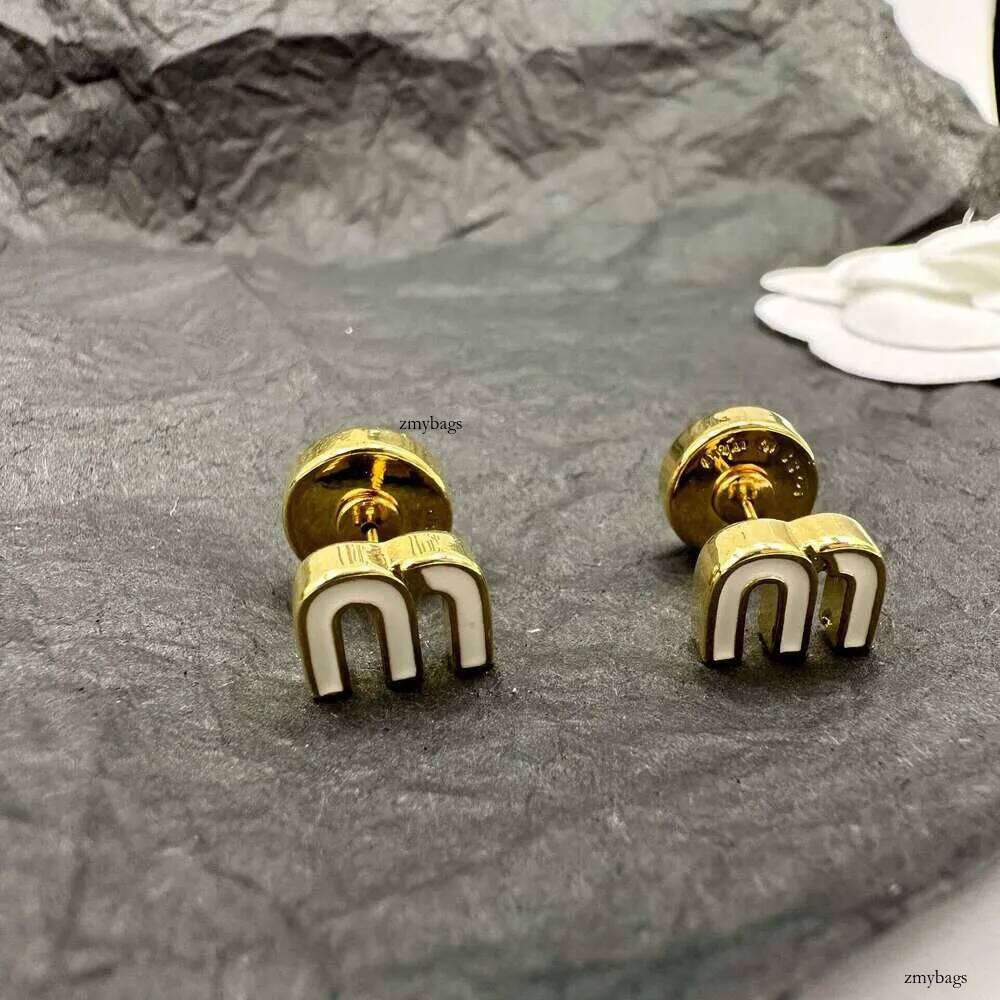 DHCollections Stainless Steel Letter M Enamel Stud Earrings for Women 8a