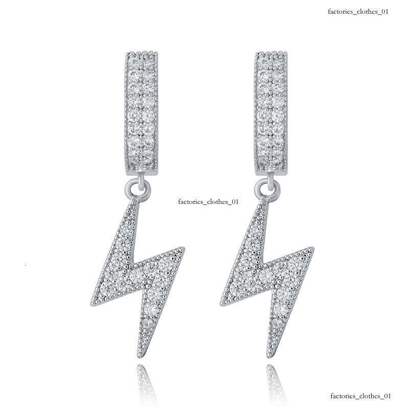 Ins Lighing Full Zircon Hip Hop Simple Gold Plated Women's Earrings