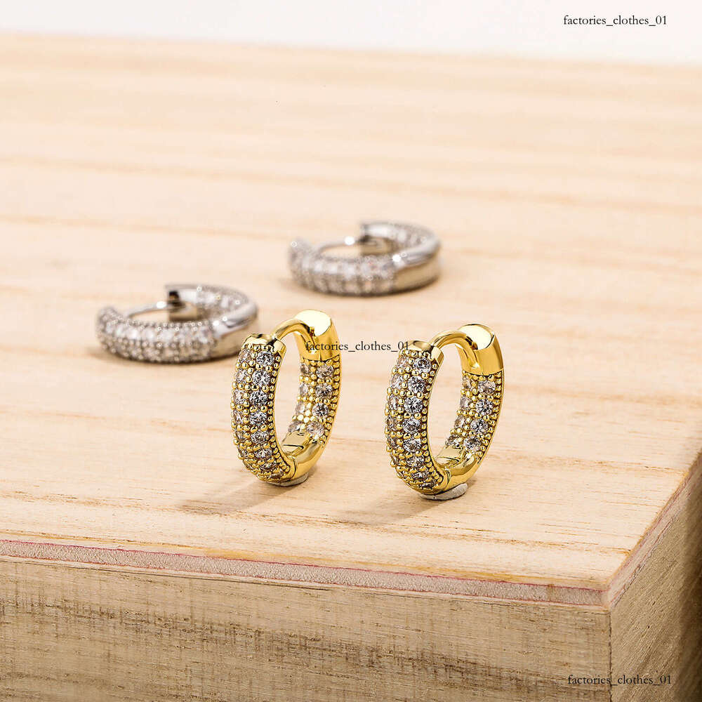 Double Row Zircon Hollow Light Fashion Hip Hop Earrings Exaggerated Personality Ear Jewelry