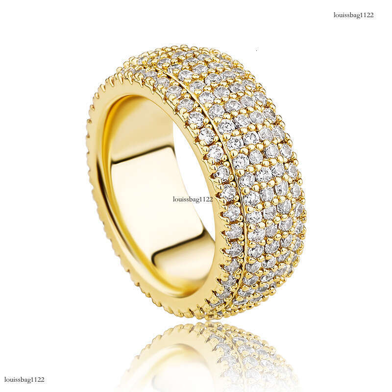 Five-Row Encrypted Full Diamond Personality Men's Hip Hop Trendy Simple Unisex Ring