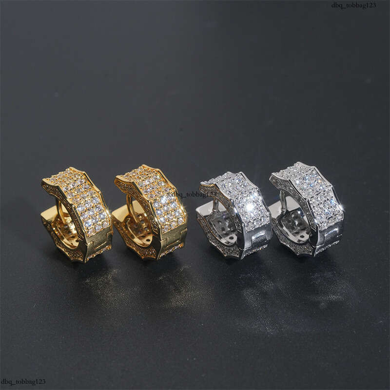 ICED OUT Hip Hop Sterling Sier Stud 5A Zircon Inlaid Men and Women Earrings