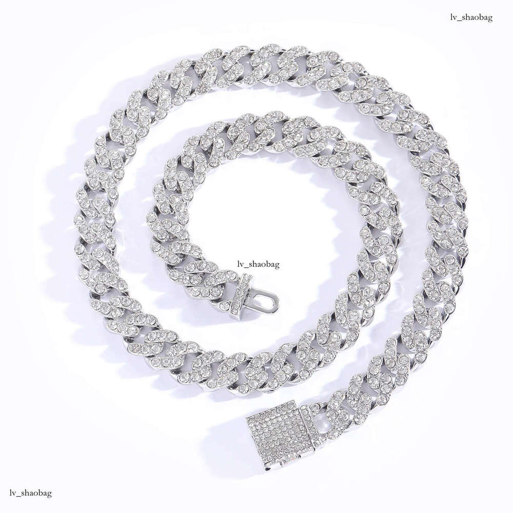 Alloy Necklace 12mm Single Row Full Dia Men's Personality Hip Hop Cuban Chain Accessory