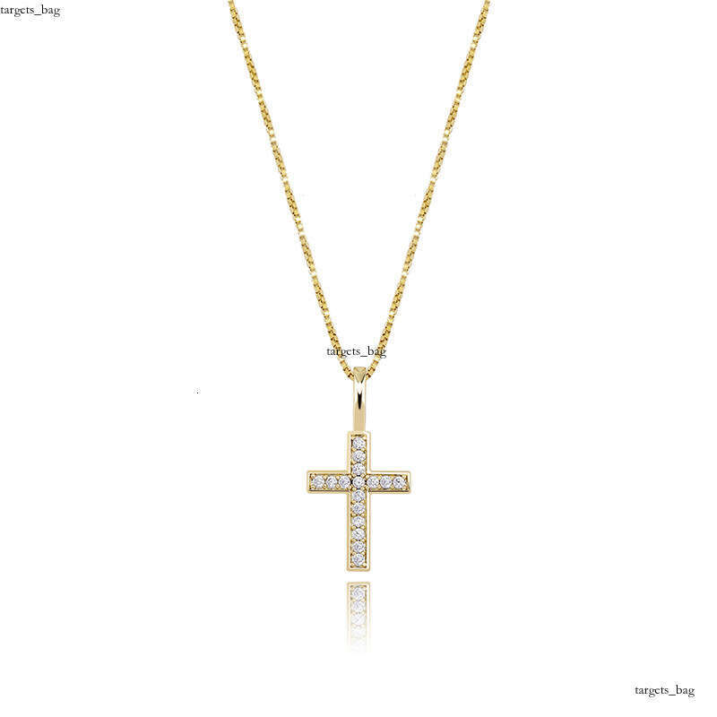 New Sier Full Moissanite chain Cross Hip-Hop Pendant Personality Versatile Necklace Jewelry