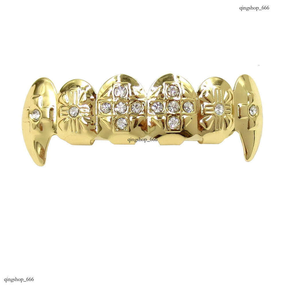 Bling Plated Dia Hip Hop Gold Sharp Teeth Shiny Street Cool