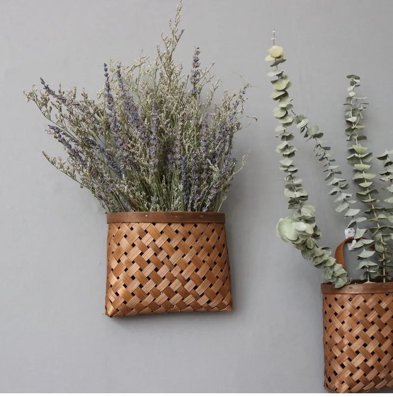Bamboo Hanging Baskets Natural Handmade Woven Storage Basket Plant Flower Pot Wedding Home Garden Wall Decoration 250808