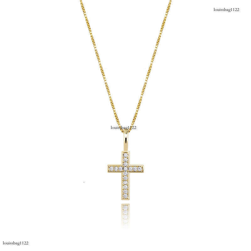 New Sier Full Moissanite chain Cross Hip-Hop Pendant Personality Versatile Necklace Jewelry