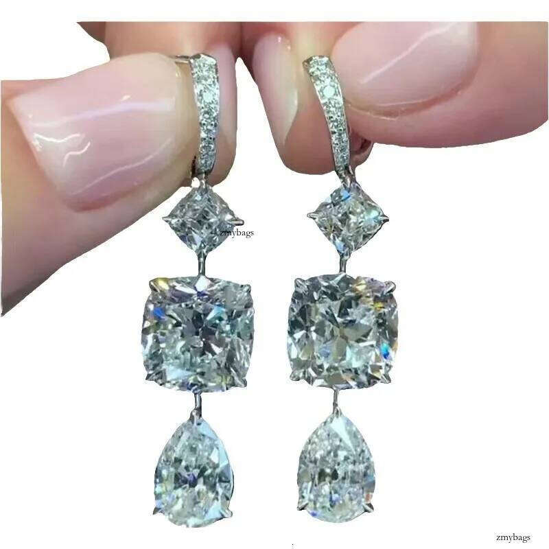 2025 Choucong Top Sell Dangle Earrings Jewelry Sterling Sier Water Drop 5A Cubic Zircon CZ Dia Gemstones party Women Lady Earring For Lover Gift