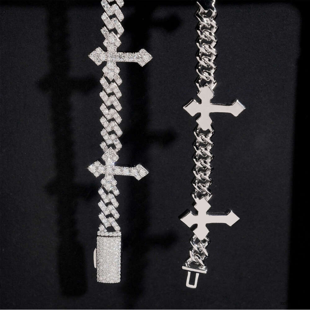 Hot Item 6mm Cuban CrosIced Out VVS Moissanite/Sterling Silver Zirconia Tested Hip-Hop Men's Bracelet