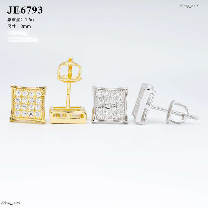 ICED OUT2024 New Sier Hip-Hop Moissanite Full Inlay Earrings Unisex