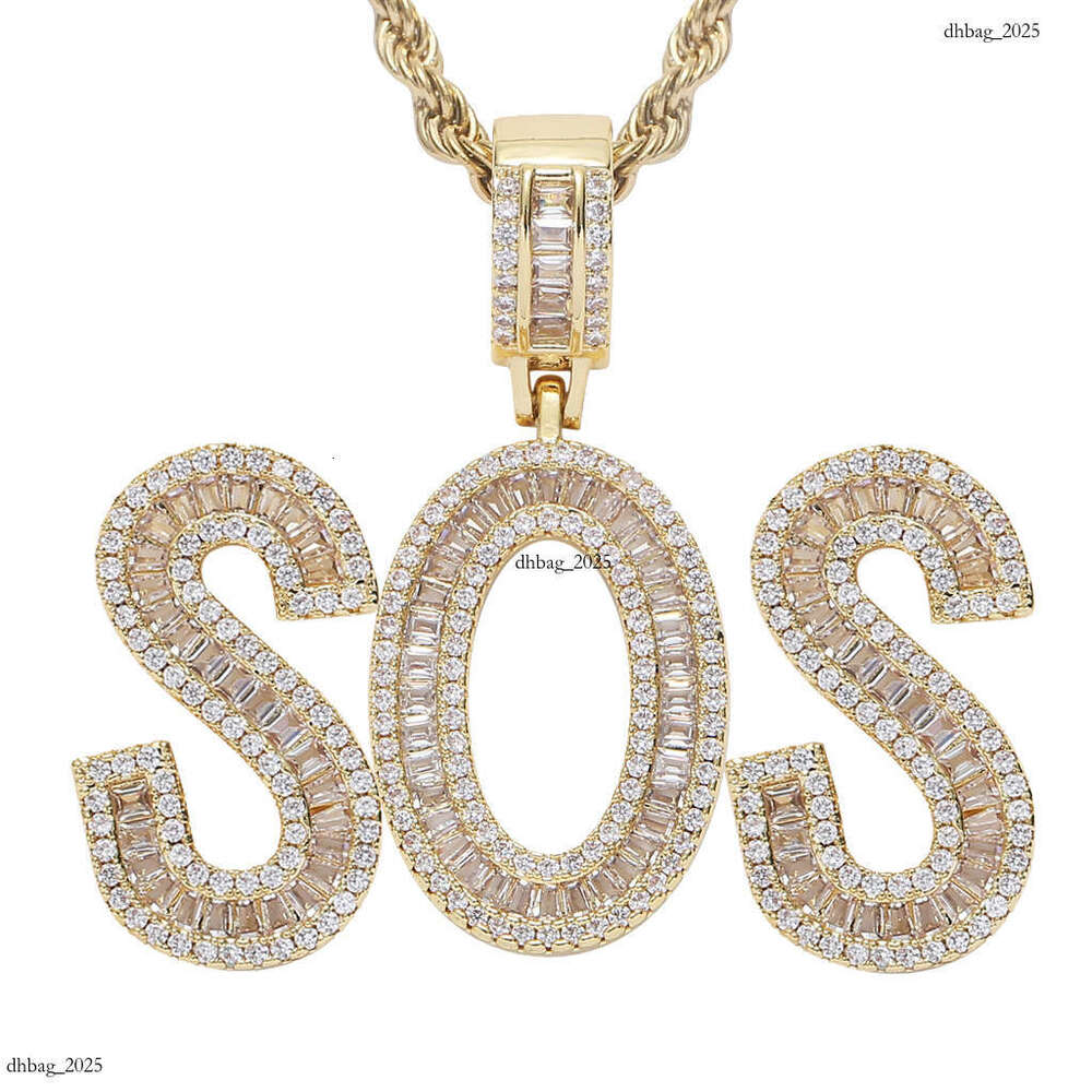 Hip Hop Necklace for Men Square Moissanite chain Letter 26 Letters Cubic Moissanite chain Custom Free Combination
