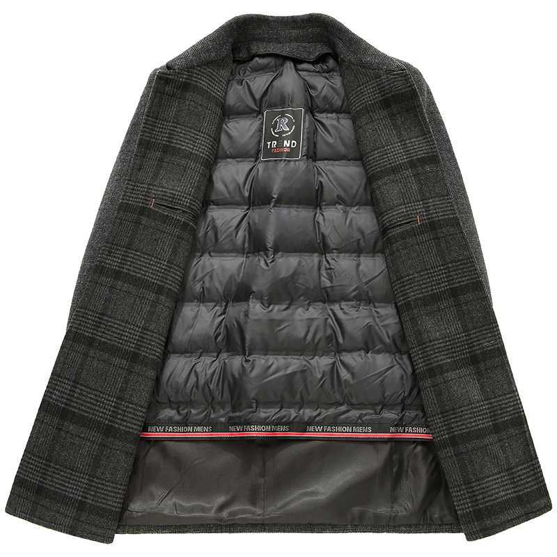 High Quality Mens Plaid Woolen Coat 2025 Winter Business Casual Warm Checkered Overcoat Outerwear Thick Wool Windbreaker JacketXJ250809