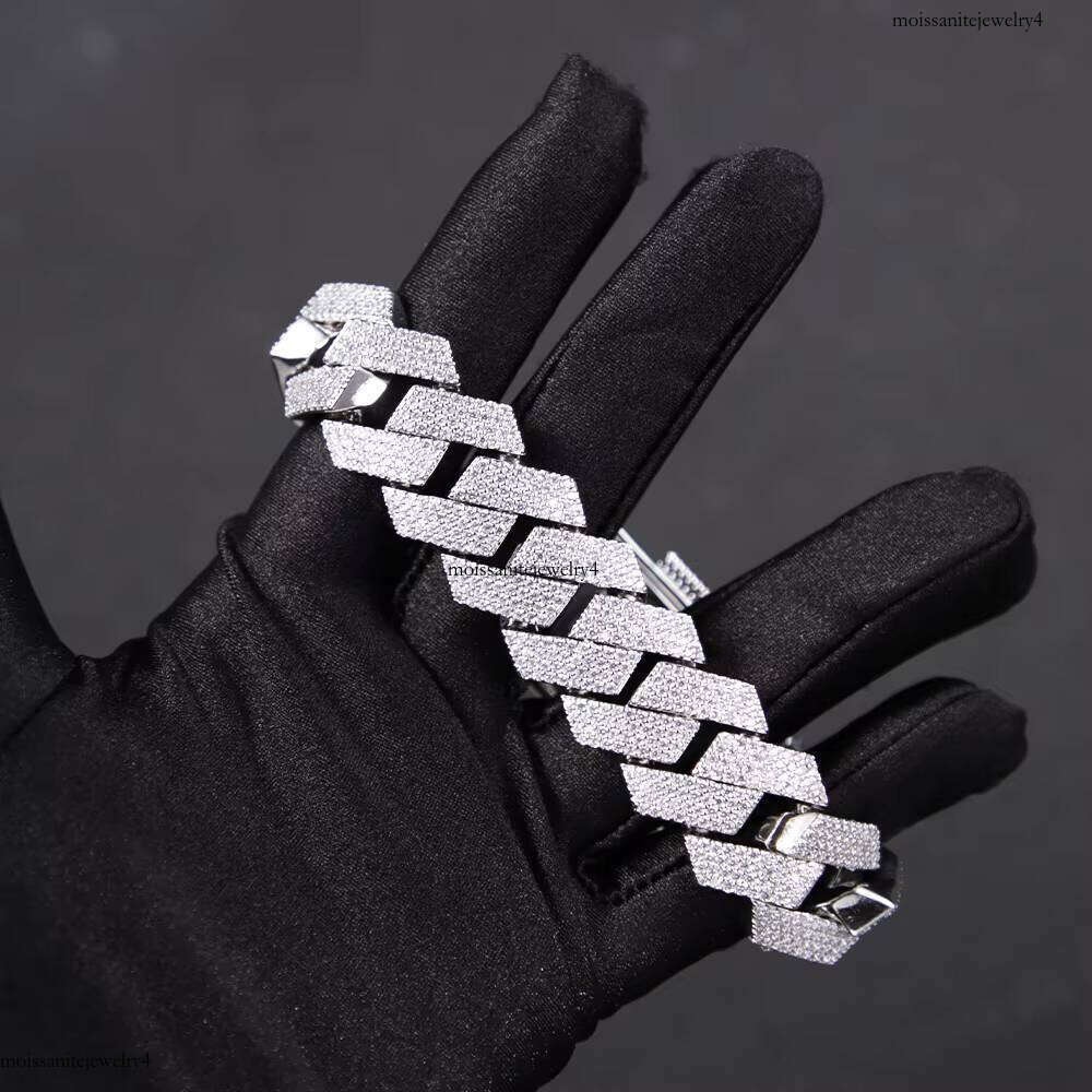 XG Pass Dia Tester Bracelets Iced Out 4rows Moissanite Cuban Chain Sier Gold Plated Fine Jewelry Bracelet for Men