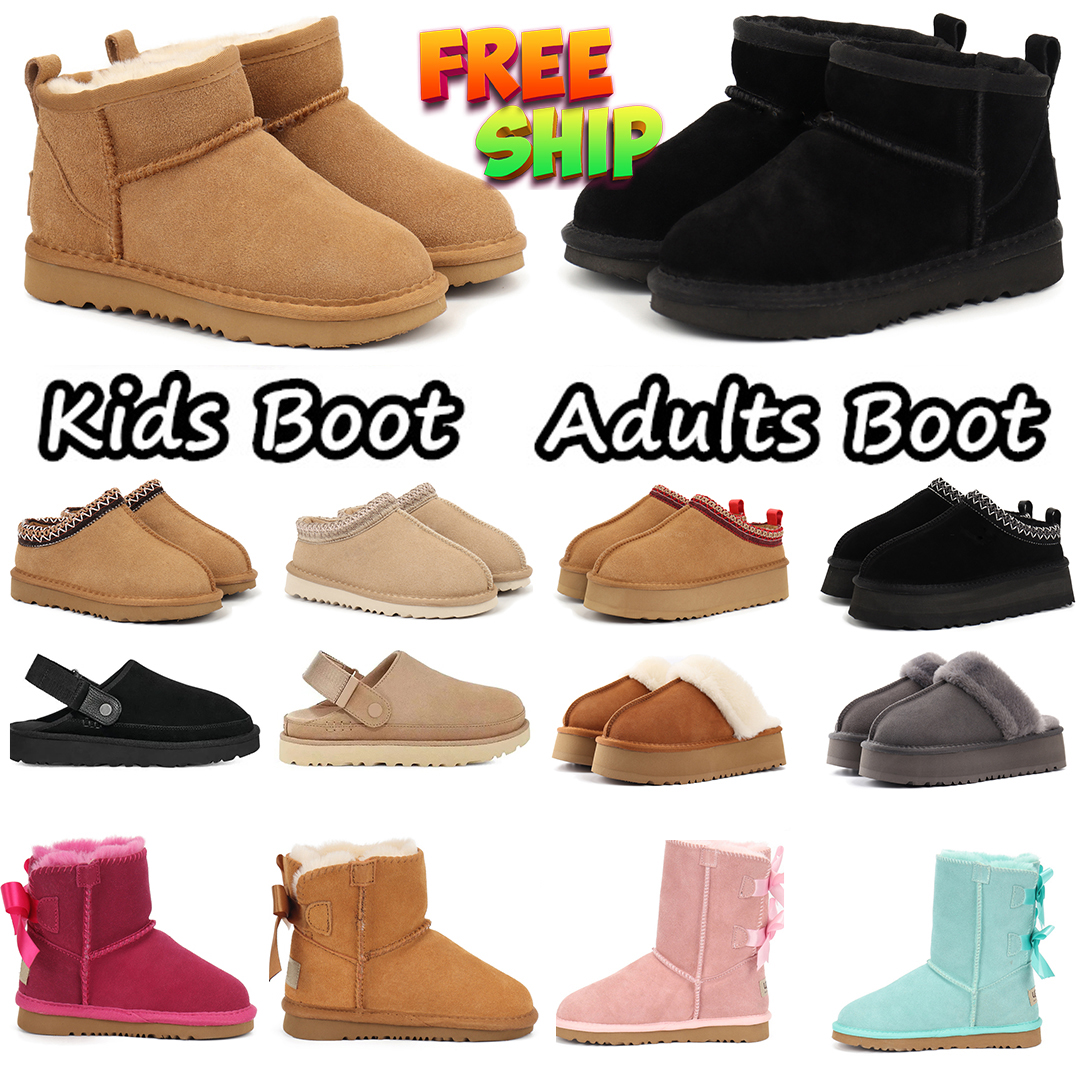 Free Shipping Kid Boot Toddler Boots Kids Tasman Slippers Baby Australia Child Snow Boot Children Boys Girls Winter Boot Classic Ultra Mini Boot with Bowtie