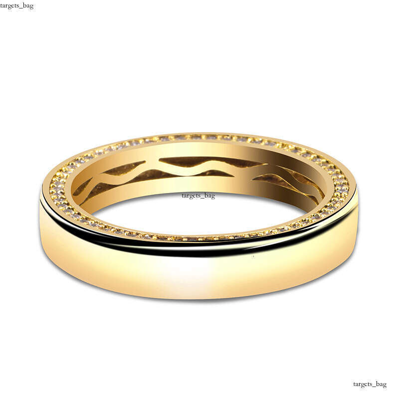 New S Silver Glossy Hip-Hop Ring Micro-Paved Zircon Unisex Couple Rings Gold Australian Jewelry