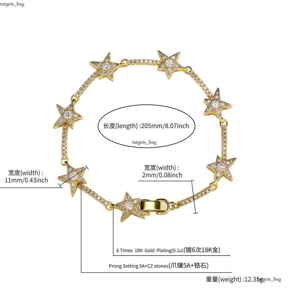 Five-Pointed Star Sterling Silver Zircon Fashionable Personality Versatile Bracelet