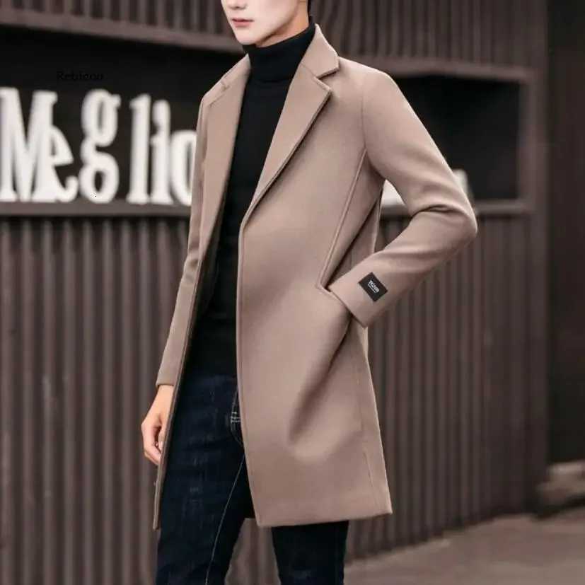 Fashion Men Wool Blends Mens Casual Business Trench Coat Mens Leisure Overcoat Male Punk Style Blends Dust Coats Jackets XJ250809