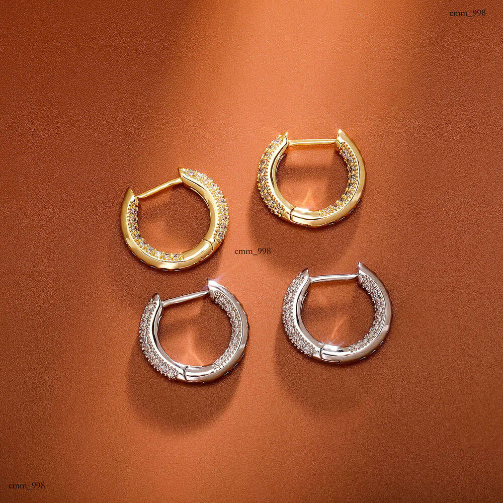 Accessories Fashionable Zircon Inlaid Earrings Gold Simple Full Dia Ear Clips