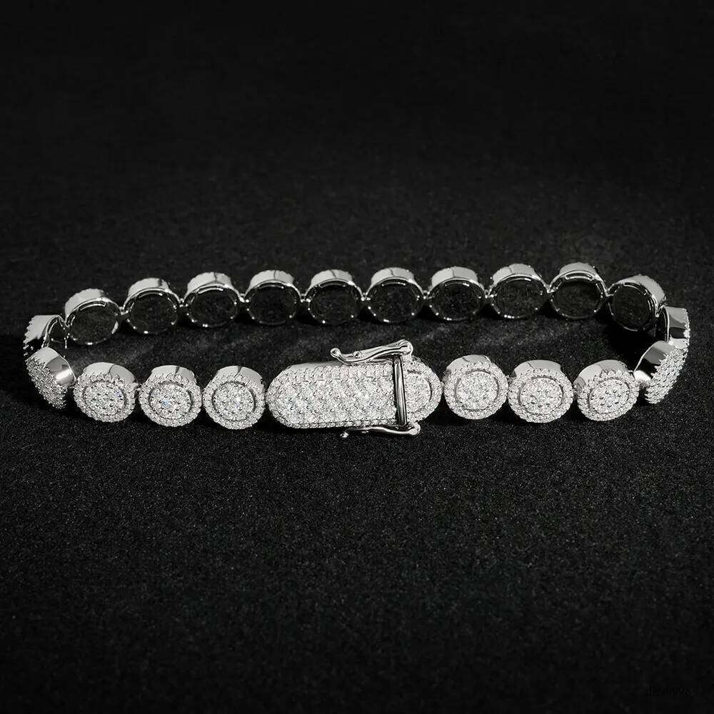 10mm Moissanite Round Cuban Bracelet Necklace S Sier Iced Out For Men Women Hip Hop Jewelry Pass Dias Tester With GRA