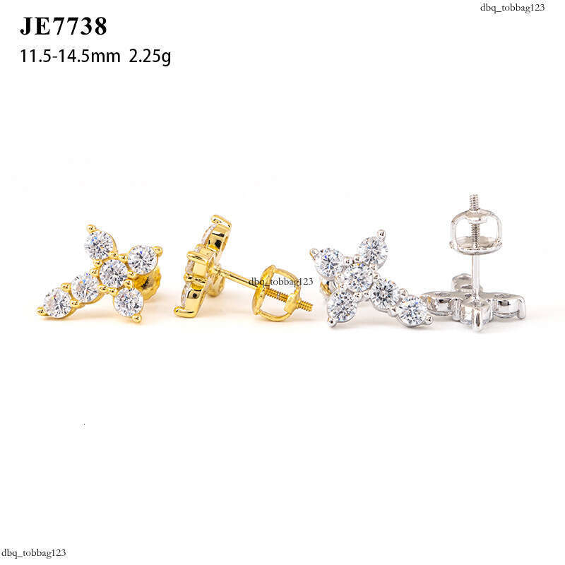 ICED OUT New Personalized CrosIced Out VVS Inlaid with 5A Zircon Hoop Earrings Studs