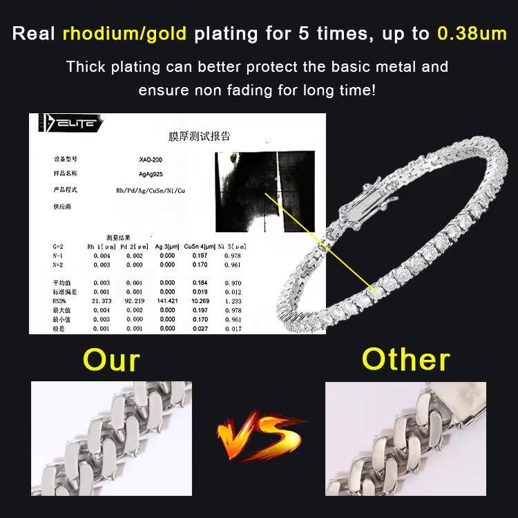 Hip Hop ecklace 925 Sterling Silver VVS Moissanite Diamond Tennis Chain ecklace Bracelet for Men Women Fine Jewelry