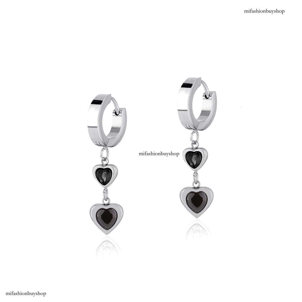 Light Colorful Heart Zircon Elegant Women Sterling Silver Earrings Non-Fading Personality Tassel Ear Clips