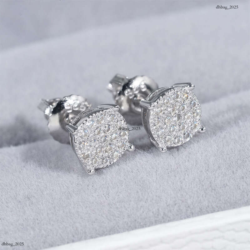 ICED OUT Hip Hop Sier Moissanite Hiphop Trendy Full Dia Electroplated Earrings