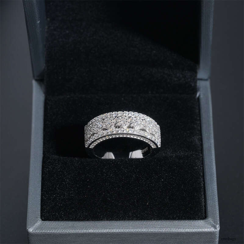 ICED OUT Trade Exclusive Moissanite Silver Gold Plated Unisex Personality Trendy Half Row Ring