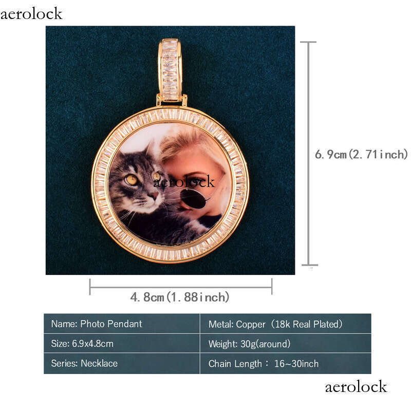 Jewelry Hip-Hop Sugar Cube Moissanite chain Photo Sier Rose Gold Round DIY Pendant Necklace
