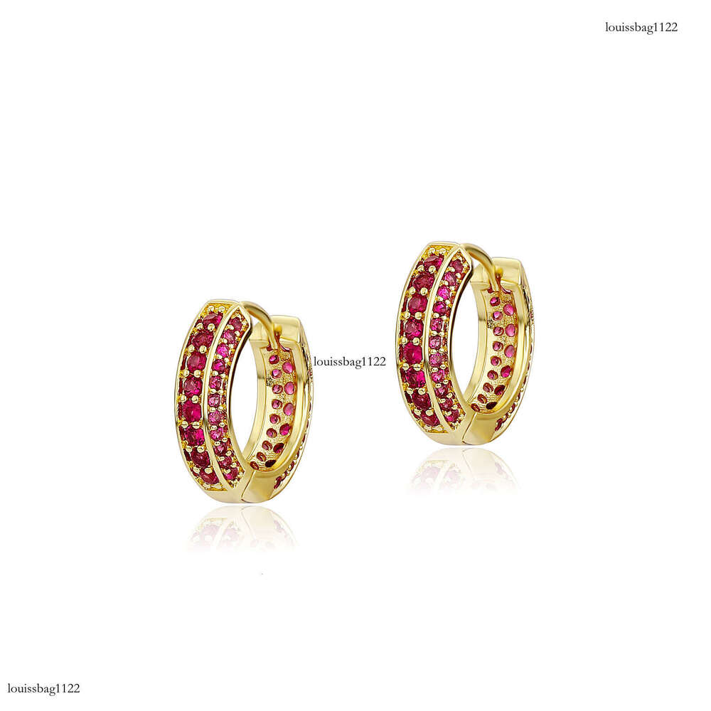Hip Hop Three Row Zircon Round Unisex Personality Simple Stud Earrings Jewelry